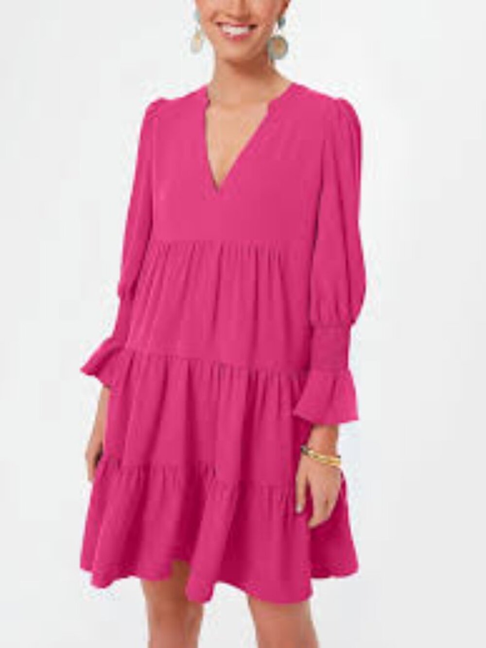 Tuckernuck Pomander Place Kenzo Crepe Tiered Pink Dress Size S